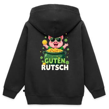 Silvester - Glücksschwein Neujahr - Kinder Premium Organic Zip Hoodie - Schwarz - Hinten - AI Model Kid Male (0cm)