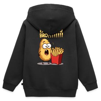 Pomme de terre rencontre frites - Sweat Premium à capuche zippé enfant bio - noir - Dos - AI Model Kid Male (0cm)