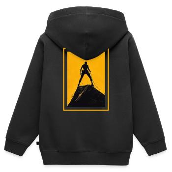 Attention! Grimpeur - Sweat Premium à capuche zippé enfant bio - noir - Dos - AI Model Kid Male (0cm)