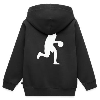 basket-ball - Sweat Premium à capuche zippé enfant bio - noir - Dos - AI Model Kid Male (0cm)