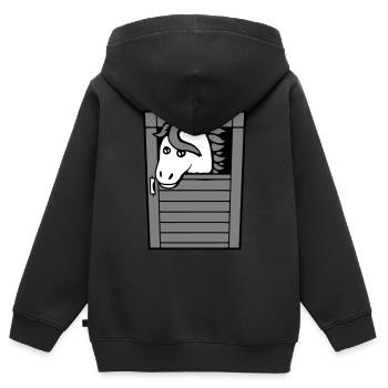 Écurie Cheval Poney Cheval Peeps Mignon - Sweat Premium à capuche zippé enfant bio - noir - Dos - AI Model Kid Male (0cm)