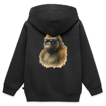 gorilla aquarell - Kinder Premium Organic Zip Hoodie - Schwarz - Hinten - AI Model Kid Male (0cm)