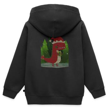 Dinosaure Dino Cadeau De Noël Enfants Moche - Sweat Premium à capuche zippé enfant bio - noir - Dos - AI Model Kid Male (0cm)