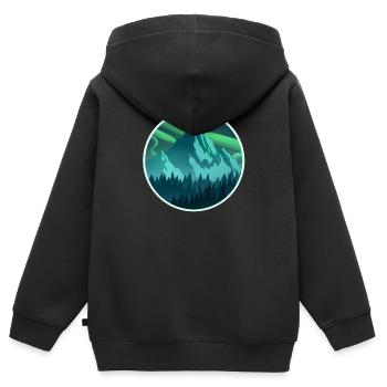 Nordischer Berg - Kinder Premium Organic Zip Hoodie - Schwarz - Hinten - AI Model Kid Male (0cm)