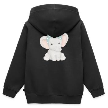 éléphant mignon avec boucle - Sweat Premium à capuche zippé enfant bio - noir - Dos - AI Model Kid Male (0cm)