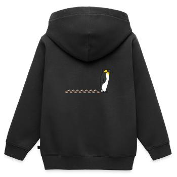 Empreinte de faune de pingouin mignon se dandin - Sweat Premium à capuche zippé enfant bio - noir - Dos - AI Model Kid Male (0cm)