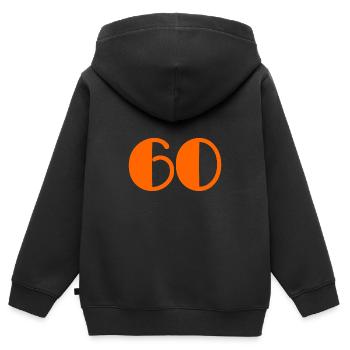 60. 60 JAHRE. 60-JÄHRIGES JUBILÄUM. JUBILÄUM 60 JAHRE - Kinder Premium Organic Zip Hoodie - Schwarz - Hinten - AI Model Kid Male (0cm)
