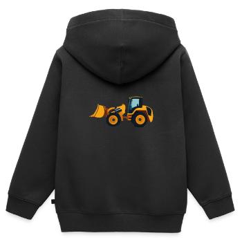 Radlader - Kinder Premium Organic Zip Hoodie - Schwarz - Hinten - AI Model Kid Male (0cm)