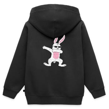 lapin tamponnant idée de cadeau de Pâques - Sweat Premium à capuche zippé enfant bio - noir - Dos - AI Model Kid Male (0cm)