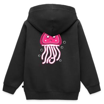 méduse - Sweat Premium à capuche zippé enfant bio - noir - Dos - AI Model Kid Male (0cm)