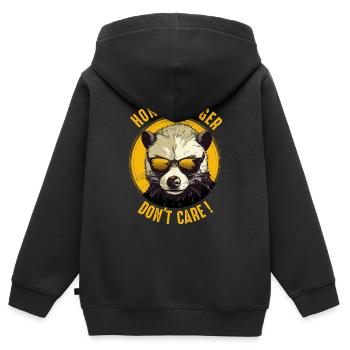 Honigdachs kümmert sich nicht - Kinder Premium Organic Zip Hoodie - Schwarz - Hinten - AI Model Kid Male (0cm)