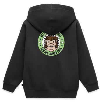 Tier des Jahres 2024 Stacheltier Rettet den Igel - Kinder Premium Organic Zip Hoodie - Schwarz - Hinten - AI Model Kid Male (0cm)
