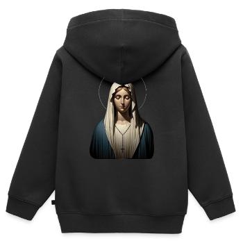 Marie Sérénite - Sweat Premium à capuche zippé enfant bio - noir - Dos - AI Model Kid Male (0cm)