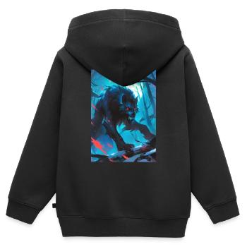 Werewolf Werwolf - Kinder Premium Organic Zip Hoodie - Schwarz - Hinten - AI Model Kid Male (0cm)