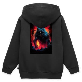 Werewolf Werwolf - Kinder Premium Organic Zip Hoodie - Schwarz - Hinten - AI Model Kid Male (0cm)