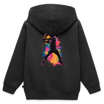 Bunter Baseball Spieler - Kinder Premium Organic Zip Hoodie - Schwarz - Hinten - AI Model Kid Male (0cm)