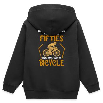 Fahrrad 50er alter Mann lustig Radsport - Kinder Premium Organic Zip Hoodie - Schwarz - Hinten - AI Model Kid Male (0cm)