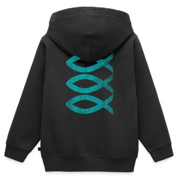 Christlich Fische Jesus Fisch - Kinder Premium Organic Zip Hoodie - Schwarz - Hinten - AI Model Kid Male (0cm)