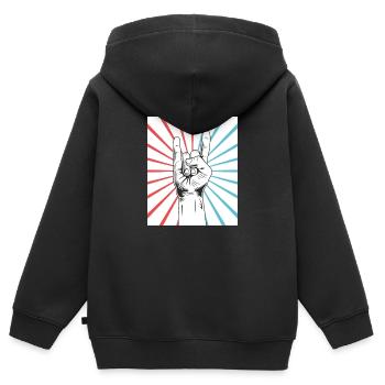 Rock & Roll - Sweat Premium à capuche zippé enfant bio - noir - Dos - AI Model Kid Male (0cm)