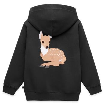 Rehkitz - Kinder Premium Organic Zip Hoodie - Schwarz - Hinten - AI Model Kid Male (0cm)