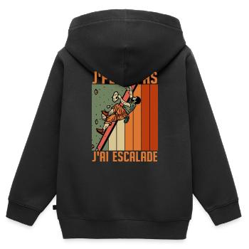 J'peux pas j'ai escalade - cadeau grimpeur - Sweat Premium à capuche zippé enfant bio - noir - Dos - AI Model Kid Male (0cm)