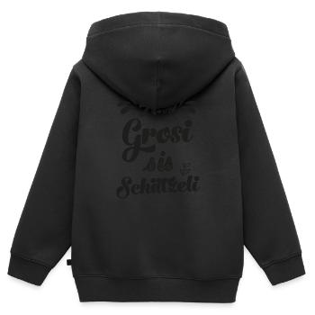 Am Grosi sis Schätzeli Oma Schweiz Schweizerdeutsc - Kinder Premium Organic Zip Hoodie - Schwarz - Hinten - AI Model Kid Male (0cm)