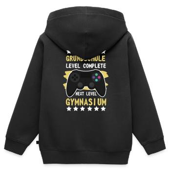 Grundschule Level Complete Gymnasium Level Started - Kinder Premium Organic Zip Hoodie - Schwarz - Hinten - AI Model Kid Male (0cm)