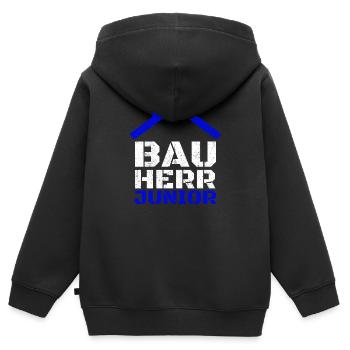 Bauherr Junior Bauherren Junge Baustelle Hausbau - Kinder Premium Organic Zip Hoodie - Schwarz - Hinten - AI Model Kid Male (0cm)