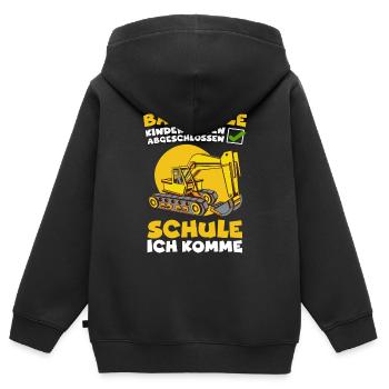 Einschulung Schulstart Baustelle Bagger - Kinder Premium Organic Zip Hoodie - Schwarz - Hinten - AI Model Kid Male (0cm)