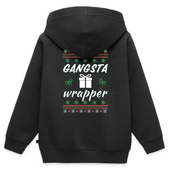 Gangsta Wrapper Lustige Weihnachten - Kinder Premium Organic Zip Hoodie - Schwarz - Hinten - AI Model Kid Male (0cm)