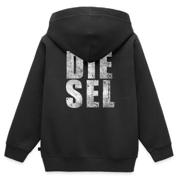 Conception de lettrage diesel pour les conducteurs diesel - Sweat Premium à capuche zippé enfant bio - noir - Dos - AI Model Kid Male (0cm)
