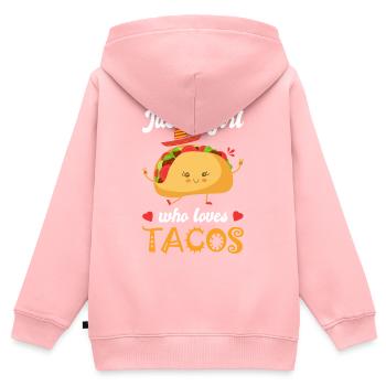 girl who loves tacos Humor girl taco - Kids Premium Organic Zip-up Hoodie - rose - Back - AI Model Kid Female (0cm)