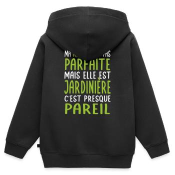 Ma maman n'est pas parfaite - Jardinière - Sweat Premium à capuche zippé enfant bio - noir - Dos - AI Model Kid Male (0cm)