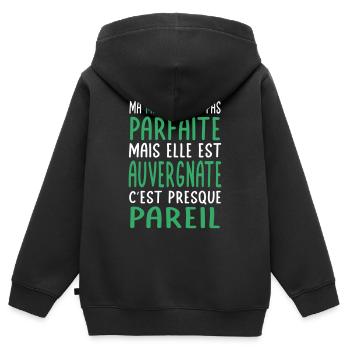 Ma maman n'est pas parfaite - Auvergnate - Sweat Premium à capuche zippé enfant bio - noir - Dos - AI Model Kid Male (0cm)