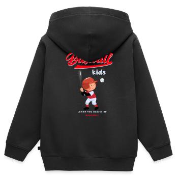 Baseball Kinder Baseball - Kinder Premium Organic Zip Hoodie - Schwarz - Hinten - AI Model Kid Male (0cm)