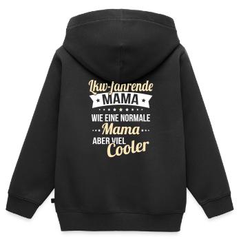 J’ai une maman qui conduit un camion comme une maman normale - Sweat Premium à capuche zippé enfant bio - noir - Dos - AI Model Kid Male (0cm)