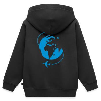 Around the World - Kinder Premium Organic Zip Hoodie - Schwarz - Hinten - AI Model Kid Male (0cm)