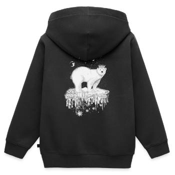 Eisbär mit Krone auf Eisscholle - Kinder Premium Organic Zip Hoodie - Schwarz - Hinten - AI Model Kid Male (0cm)