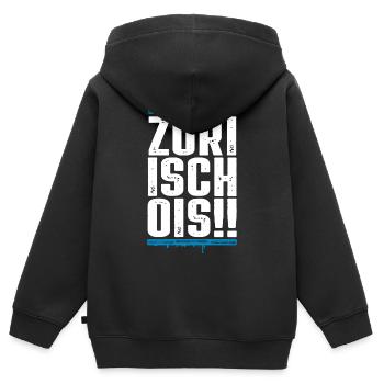 Züri isch ois - Zürich - Züri Regiert - Kinder Premium Organic Zip Hoodie - Schwarz - Hinten - AI Model Kid Male (0cm)