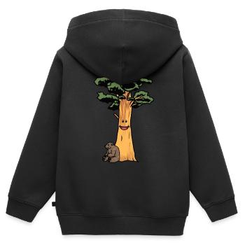 Urzeit Naturschutz Nachhaltigkeit Braunbär Bär - Kinder Premium Organic Zip Hoodie - Schwarz - Hinten - AI Model Kid Male (0cm)