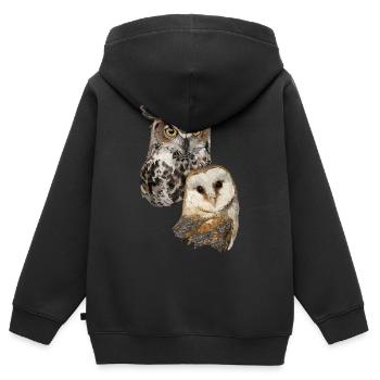 Schleiereule und amerikanische Eule - Kinder Premium Organic Zip Hoodie - Schwarz - Hinten - AI Model Kid Male (0cm)