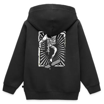 Skateboard | Skate | Skater | Patinage - Sweat Premium à capuche zippé enfant bio - noir - Dos - AI Model Kid Male (0cm)