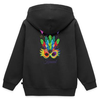 Costume de carnaval de Mardi Gras Mardi Gras - Sweat Premium à capuche zippé enfant bio - noir - Dos - AI Model Kid Male (0cm)