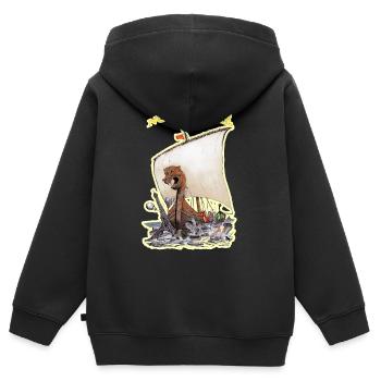 NORMANDIE 1110 ANS CMXI - MMXXI - Sweat Premium à capuche zippé enfant bio - noir - Dos - AI Model Kid Male (0cm)