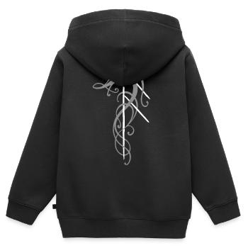 Ansuz - Sweat Premium à capuche zippé enfant bio - noir - Dos - AI Model Kid Male (0cm)