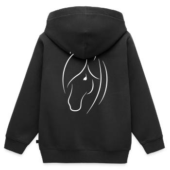 Pferdekopf - Kinder Premium Organic Zip Hoodie - Schwarz - Hinten - AI Model Kid Male (0cm)