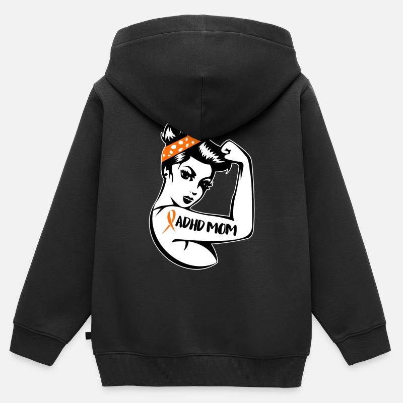 Trouble de l’attention du TDAH - Sweat Premium à capuche zippé enfant bio - noir