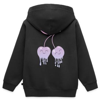 Melting Cherries Kawaii - Kids Premium Organic Zip-up Hoodie - black - Back - AI Model Kid Male (0cm)