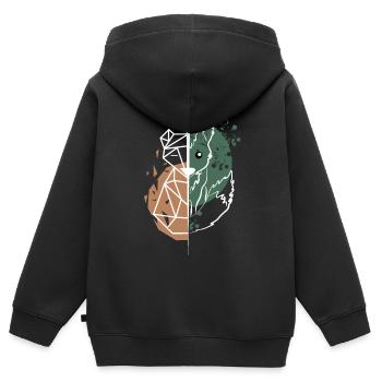 Renard vs origami dessin blanc - Sweat Premium à capuche zippé enfant bio - noir - Dos - AI Model Kid Male (0cm)