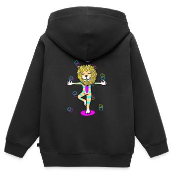 Kinder Yoga Löwe Meditation bunt farbenfroh Yogi - Kinder Premium Organic Zip Hoodie - Schwarz - Hinten - AI Model Kid Male (0cm)